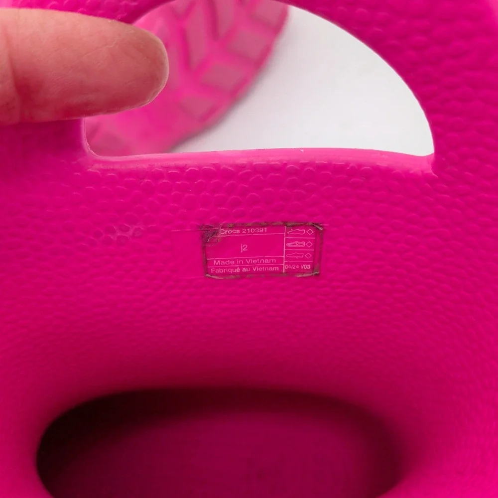 Crocs Kids Handle It Pink Glitter Rain Boots Waterproof Pull On J2 210391